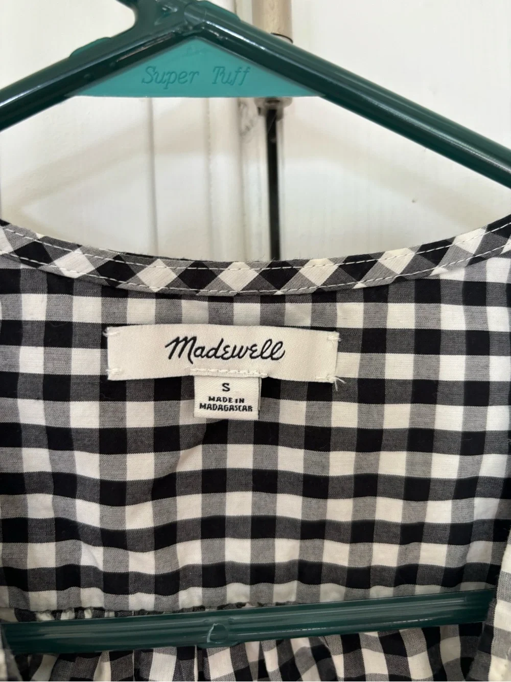 Madewell Black & White Gingham Tie-Front Blouse